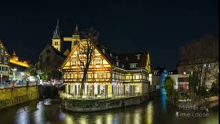 234 Time Lapse Esslingen Am Neckar Old Town Night House | Zeitraffer Altstadt Nacht Insel Kirche 4K