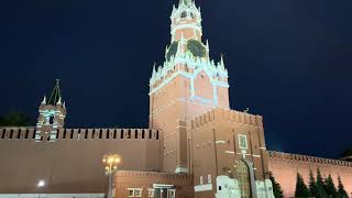 Moscow Red Square and Kremlin Clock Chimes at Night