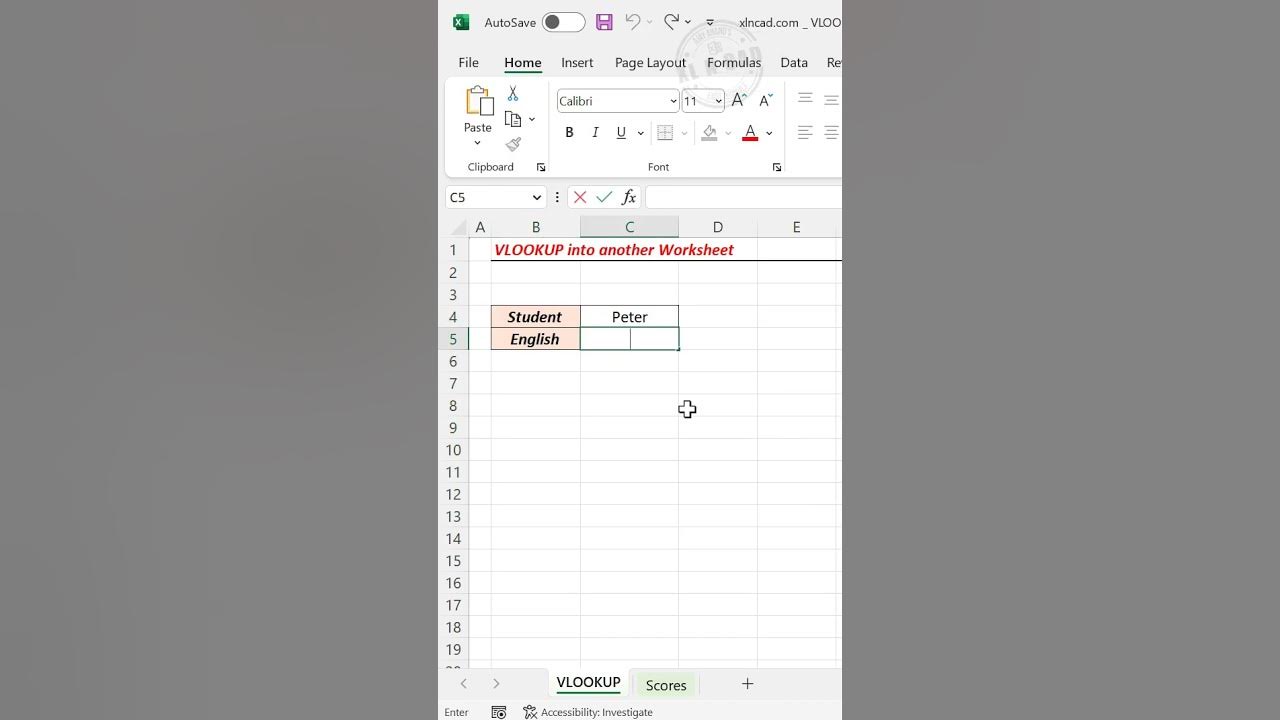 VLOOKUP into another worksheet - YouTube