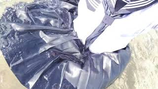 【濡れフェチ】セーラー服びしょ濡れ!久しぶりにいつもの噴水で水遊び☆