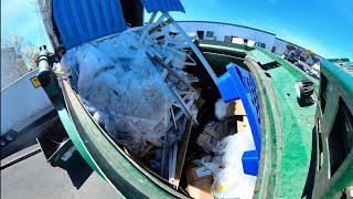 Waste Management Autocar/Heil Freedom half pack garbage truck dumping bins 37