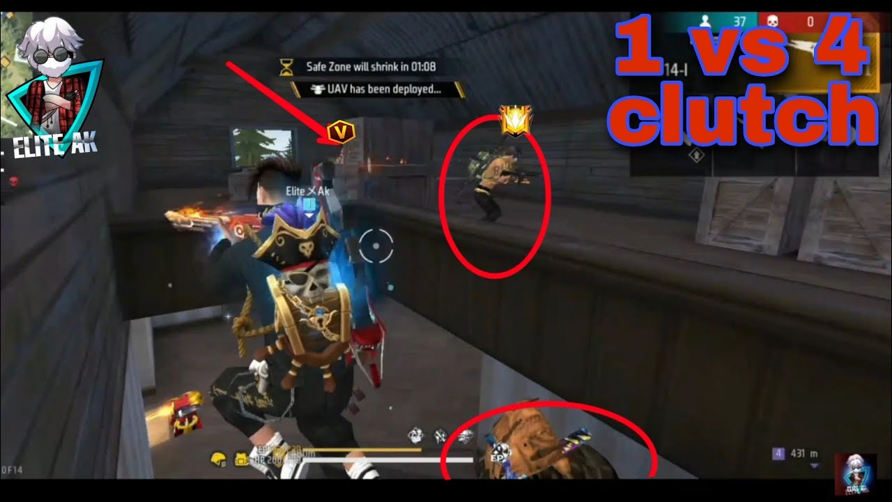 1 vs 4 clutch with full rush game play in BR Rank!! #freefire # ...