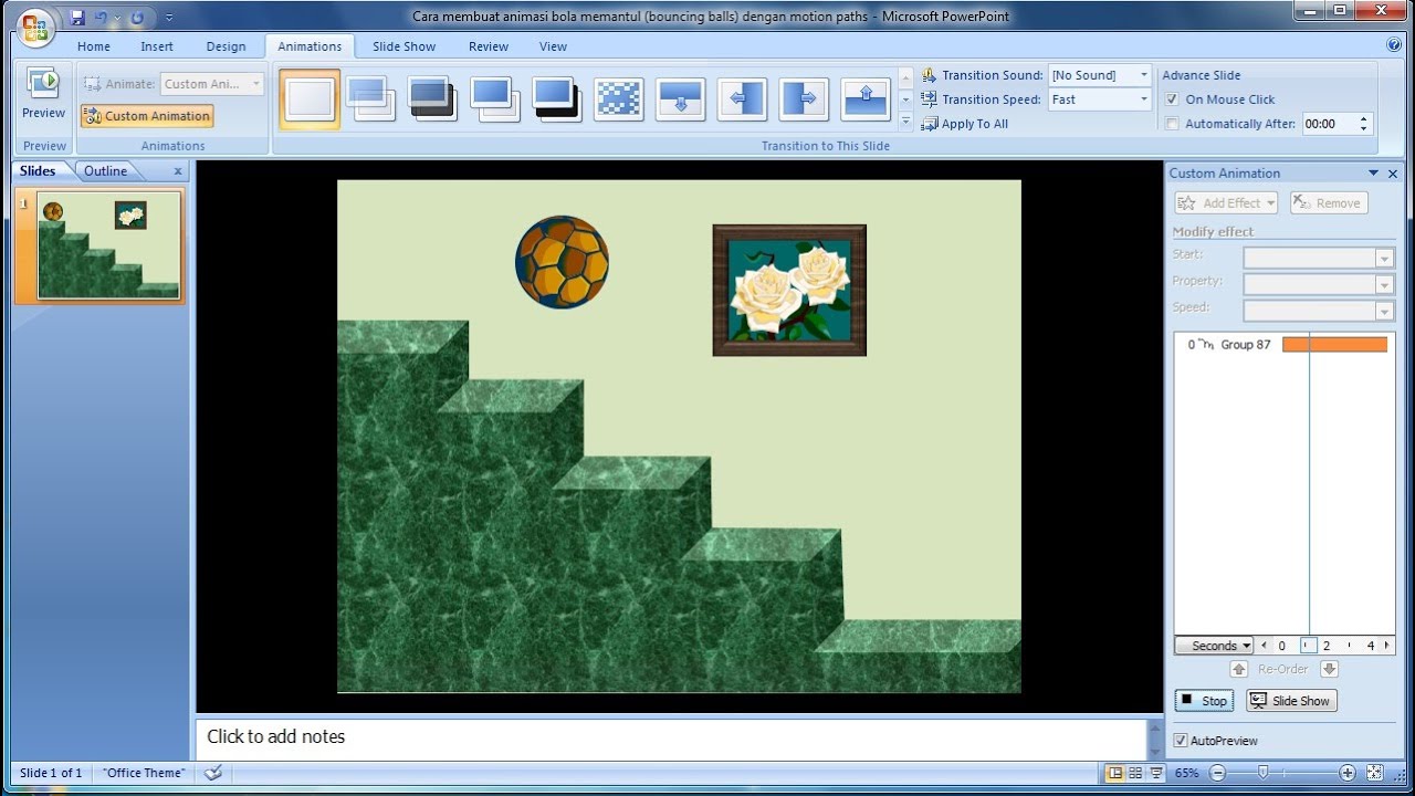 Tutorial Powerpoint 2007 Cara Membuat Animasi Bola Memantul
