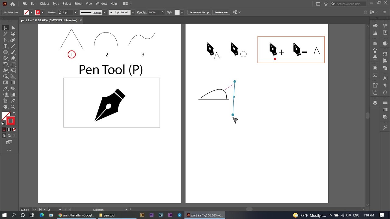 Adobe Illustrator tutorial pen tool for Beginners -6 - YouTube