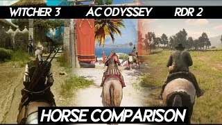 Red dead 2 "HORSE RIDING" VS Witcher 3 VS AC Odyssey | How smooth horse run ? - YouTube