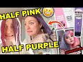 DYING MY HAIR HALF PINK HALF PURPLE!!!  SPLIT HAIR DYE TRANSFORMATION 2021