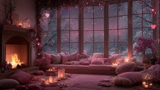 Valentine’s Day in a Dreamy Pink Cozy Room Ambience 💖 Soft Piano & Cozy Fireplace for Relaxation screenshot 5
