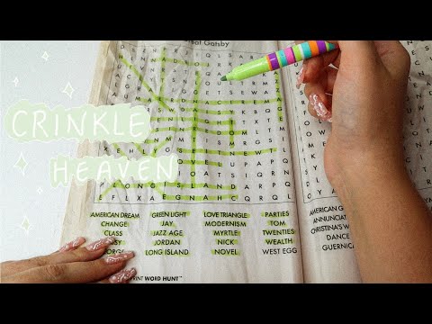 ASMR Lets do a crinkly word search puzzle together🔎💤| inaudible whispering, crinkles, mouth sounds