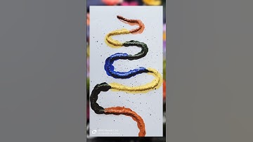 easy beautiful thread painting design || string pull technique || how to paint using thread #shorts