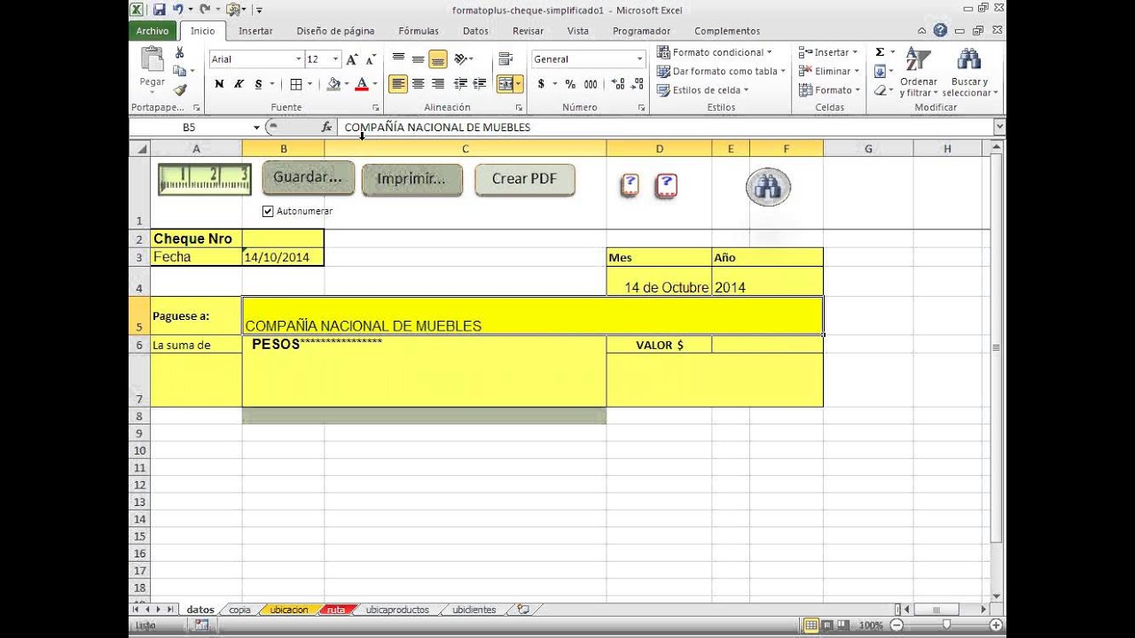 Como Llenar Cheques Por Computador Usando Formato Excel Plus Youtube