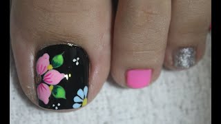 DISEÑO DE UÑAS FLORES FACIL DE HACER PARA PIES - FLOWERS NAIL ART - NLC