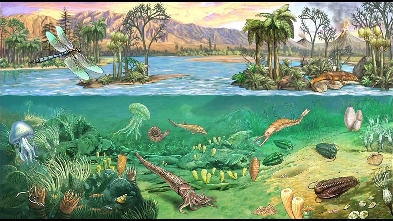 1 живые организмы зародились в. Пермский период палеозойской эры. Палеозой, Палеозойская Эра. Палеозой Эра Кембрий. Кембрийский период палеозойской эры.