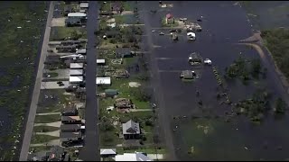 Aerial video shows flooding, decimated houses where Laura made landfall