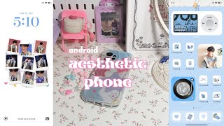 how to have an aesthetic phone 🦋 coquette blue theme, icons, widgets, phone case and charm