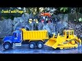 Toy Trucks Driving on Ice and Falling in Frozen Water - Kids Playing with Toys