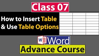 How to Insert Table and Use Table Options in MS Word in Urdu - Class No 07