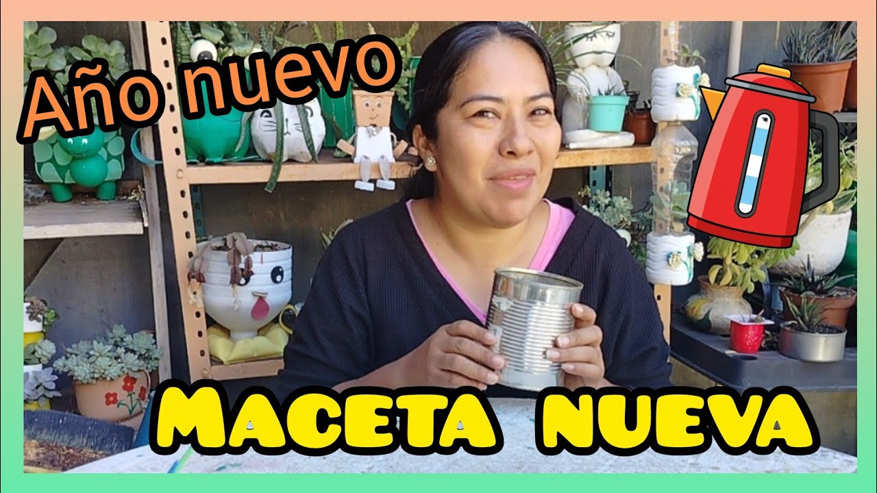 MACETA RECICLADA maceta con latas de conserva 🥫 MACETA TETERA 