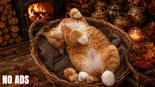 Fall Asleep with Peaceful Music for Cats🔥Crackling Fireplace and Purr Sound for Deep Sleep, Healing