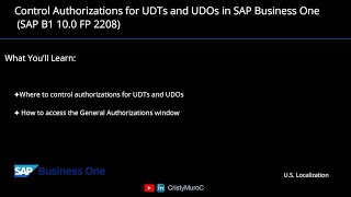 Control Authorizations For Udts And Udos In Sap Business One 10.0 Fp 2208