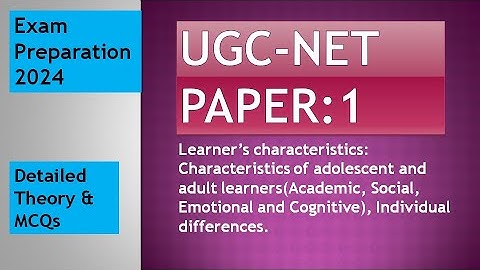 Teaching Aptitude||Learner’s characteristics||Individual differences||UGC NET Paper 1 || Teaching