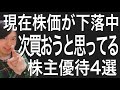 現在株価が下落中で狙っている株主優待銘柄4選！