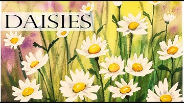 My first try at Masking fluid!! Watercolor Daisies/ Easy for Beginners/ Step by Step/Floral Friday