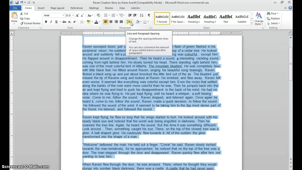 how to double space an essay in word