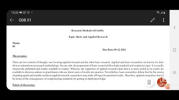STA630 Research Method|| GDB 1|| Basic and Applied Research