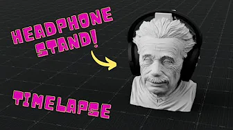 Bambu Lab P1P 3D Printer Timelapse - Albert Einstein Headphone Stand - Support Free