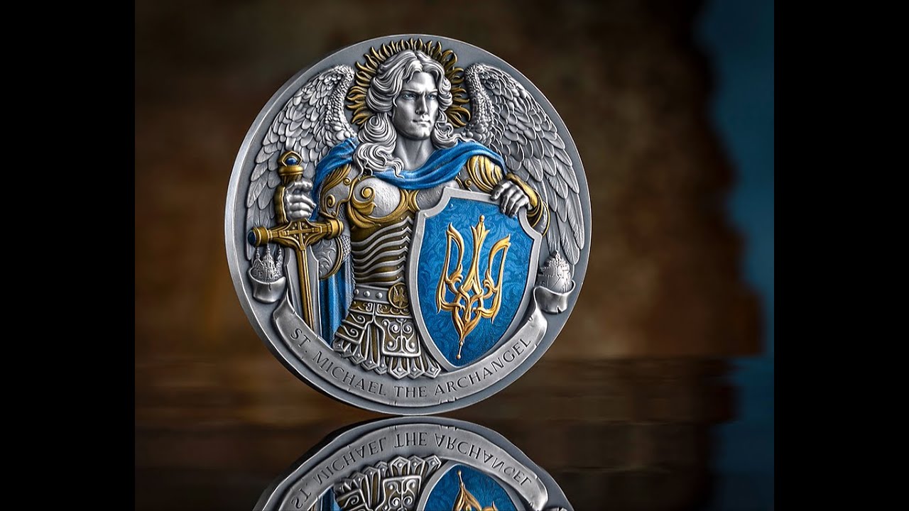 St. Michael: The Patron of Kyiv 5 oz Antique finish Silver Coin 10$ Niue 2024