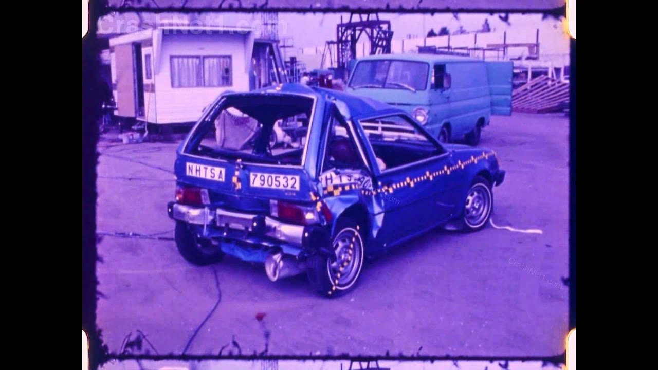 collision detection Dodge Colt / Mitsubishi Mirage | 1979 | Rear Crash Test by NHTSA | CrashNet1