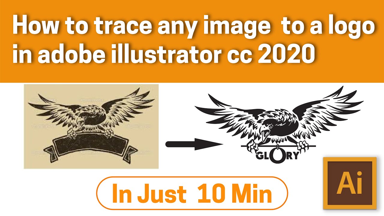 How to trace any image into a logo in adobe illustrator cc 2020 - YouTube