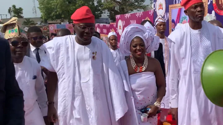 Ooni of Ife’s Olori Ashley with Lagos State Governor Sanwo-Olu at Ooni’s 10th Coronation Anniversary