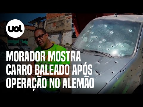 Morador do Complexo do Alemão mostra carro baleado durante operação policial