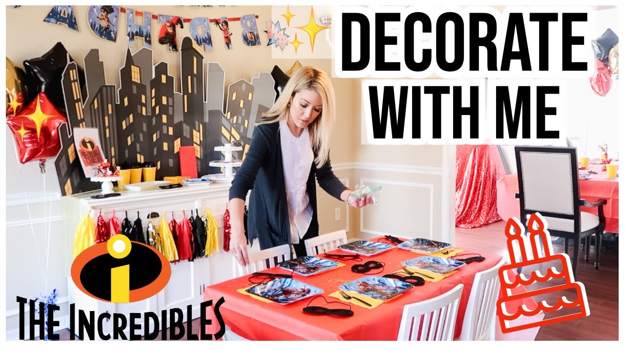 DECORATE WITH ME! LANDON'S INCREDIBLES BIRTHDAY PARTY DECOR IDEAS + PARTY SUPPLY HAUL! Brianna K