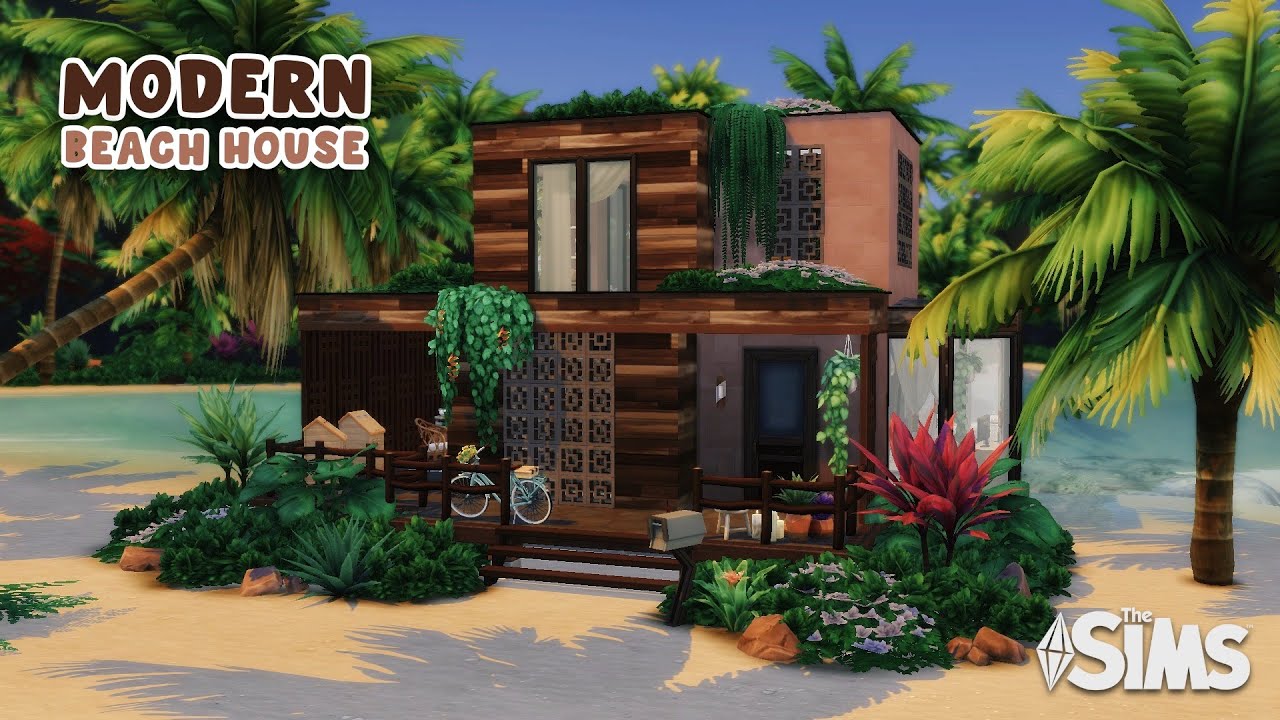 Modern Beach House 🏝 || The Sims 4: Speed Build - YouTube