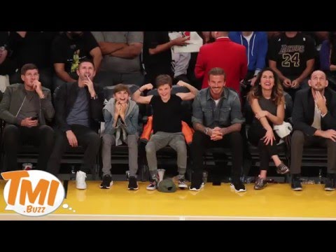 David Beckham's Son Cruz Flexes His Muscles at Lakers Game to Village People's "Macho Man"