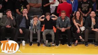 David Beckham's Son Cruz Flexes His Muscles at Lakers Game to Village People's "Macho Man"