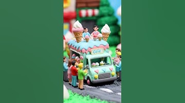 Ice Cream Truck Adventure Tiny Humans Serving Sweet Treats in a Miniature Town  #foryou #food #love