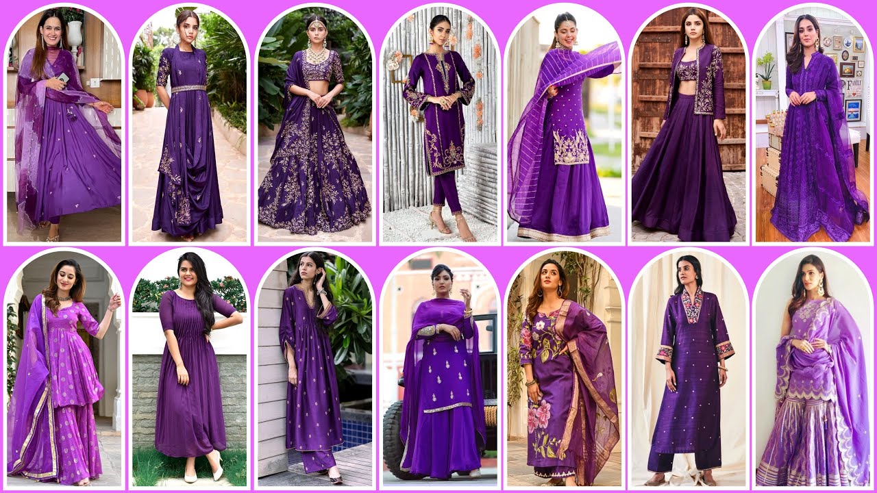 Purple Colored Pakistani Bridal Pishwas Frock and Dupatta – Nameera by  Farooq