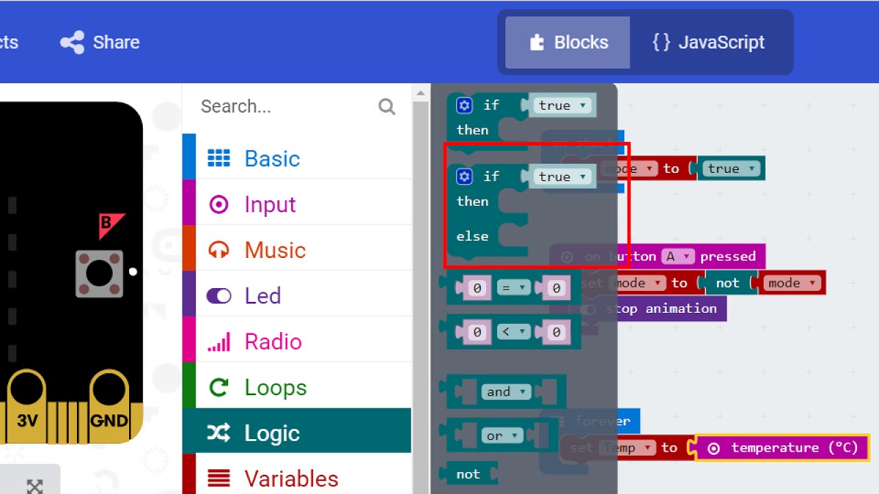 โปรแกรมวัดอุณหภูมิ  โดยแสดงตัวเลขสองหลัก โดยใช้โปรแกรม microbit