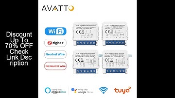 AVATTO Tuya WiFi Zigbee Smart Light Switch Module,No Neutral Wire 2 Ways Control Mini DIY Breaker Wo