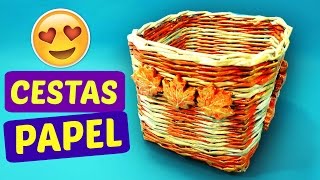 CESTAS DE PAPEL PERIÓDICO. MANUALIDADES FÁCILES