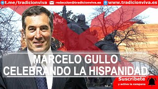 D. Marcelo Gullo ante el monumento a Isabel la Católica defendiendo la #Hispanidad