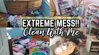 EXTREME CLEAN WITH ME | EXTREMELY MESSY HOUSE CLEANING MOTIVATION | ? CLEANING KID'S ROOMS
