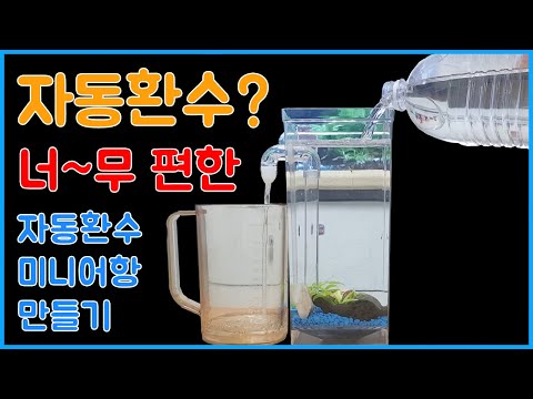 자동환수어항 무여과 자동환수 미니어항 만들기 - 물만 넣어주면 알아서 환수가 되는 신기한 미니어항 / 구피키우기 - 구피어항환수 auto mini aquarrium set up