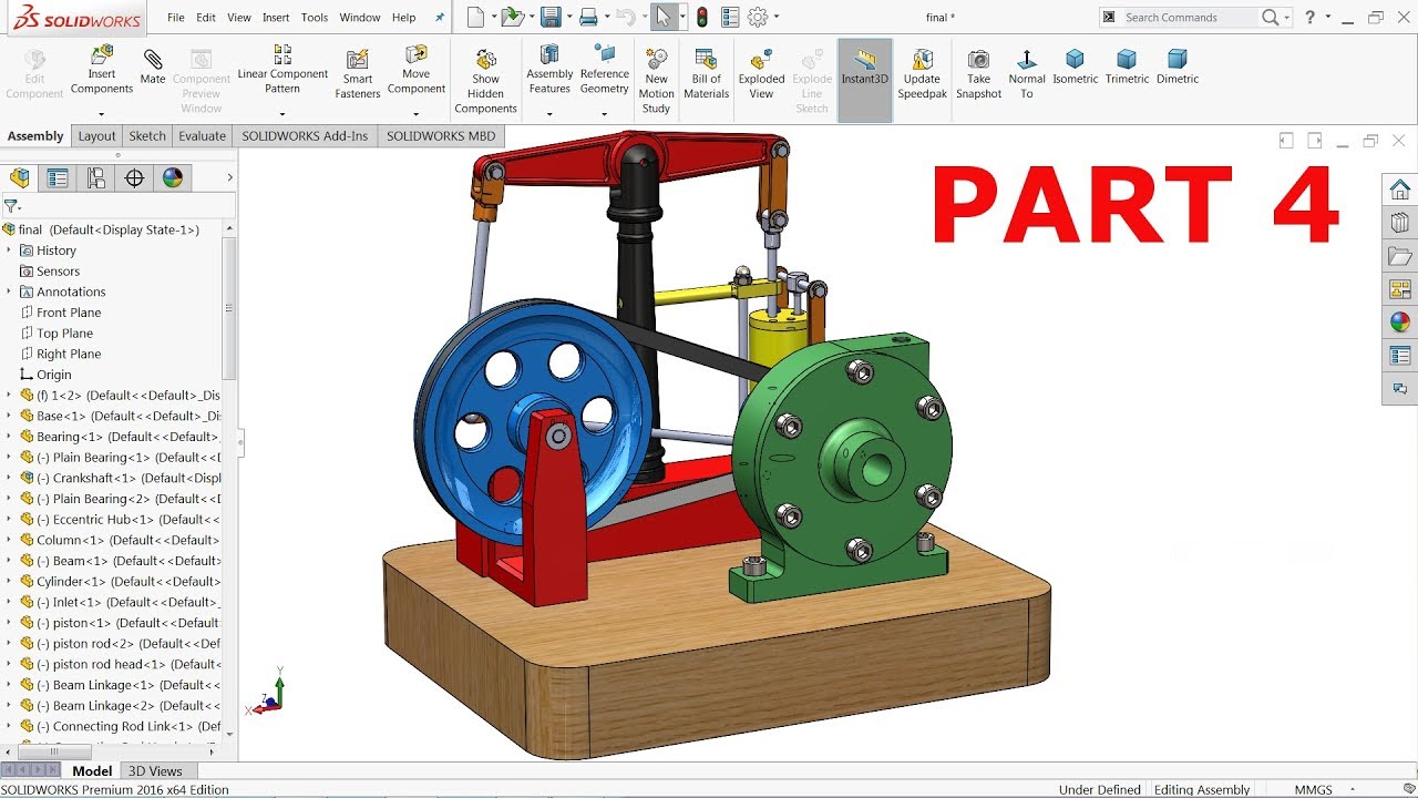 Solidworks Tutorial Steam engine Part 4 YouTube