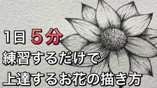 【初心者向け】絵が下手な人でも簡単にペン1本で描くお花の描き方を解説!!【ペン画】