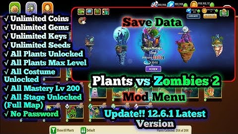 Plants vs Zombies 2 Mod Apk 12.6.1 Update! New All Plants Unlocked!