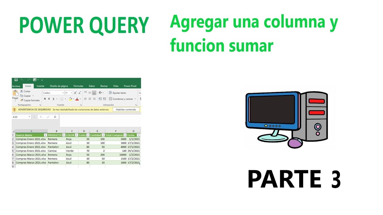 Sumar en excel una columna